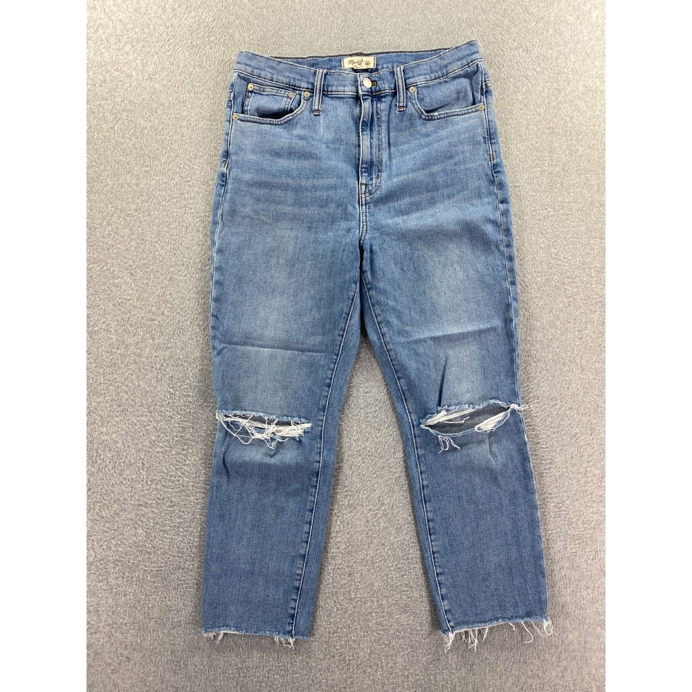 Madewell Jeans Womens 30 Blue The High Rise Slim Crop Boyjean Light Wash Stretch
